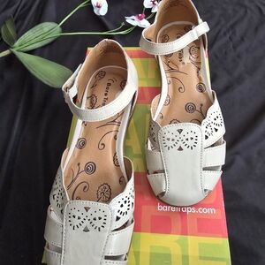 BareTraps Leather Women's Cream Cutout Sandals